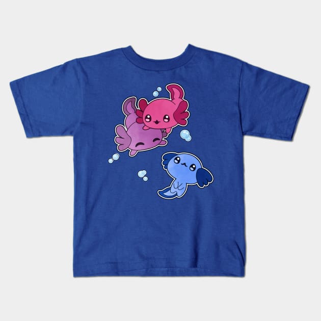 Bisexual Axolotl LGBT Pride Flag Kids T-Shirt by Psitta